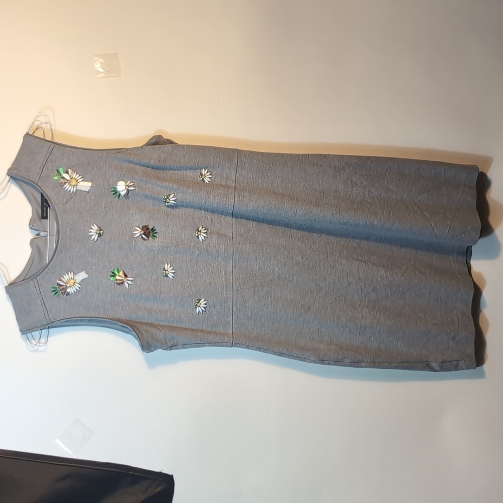 Excellent Condition Banana Republic Sleeveless Knit Pineapple Dress Gray Size 14 - Picture 13 of 16